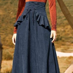 Brand New Shein blue lace up mid length skirt.